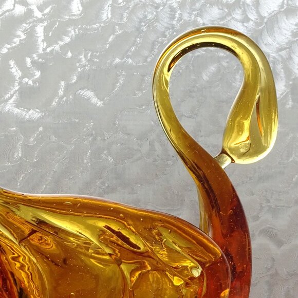 Chalet Glass Amber Swan Dish - Picture 2 of 7